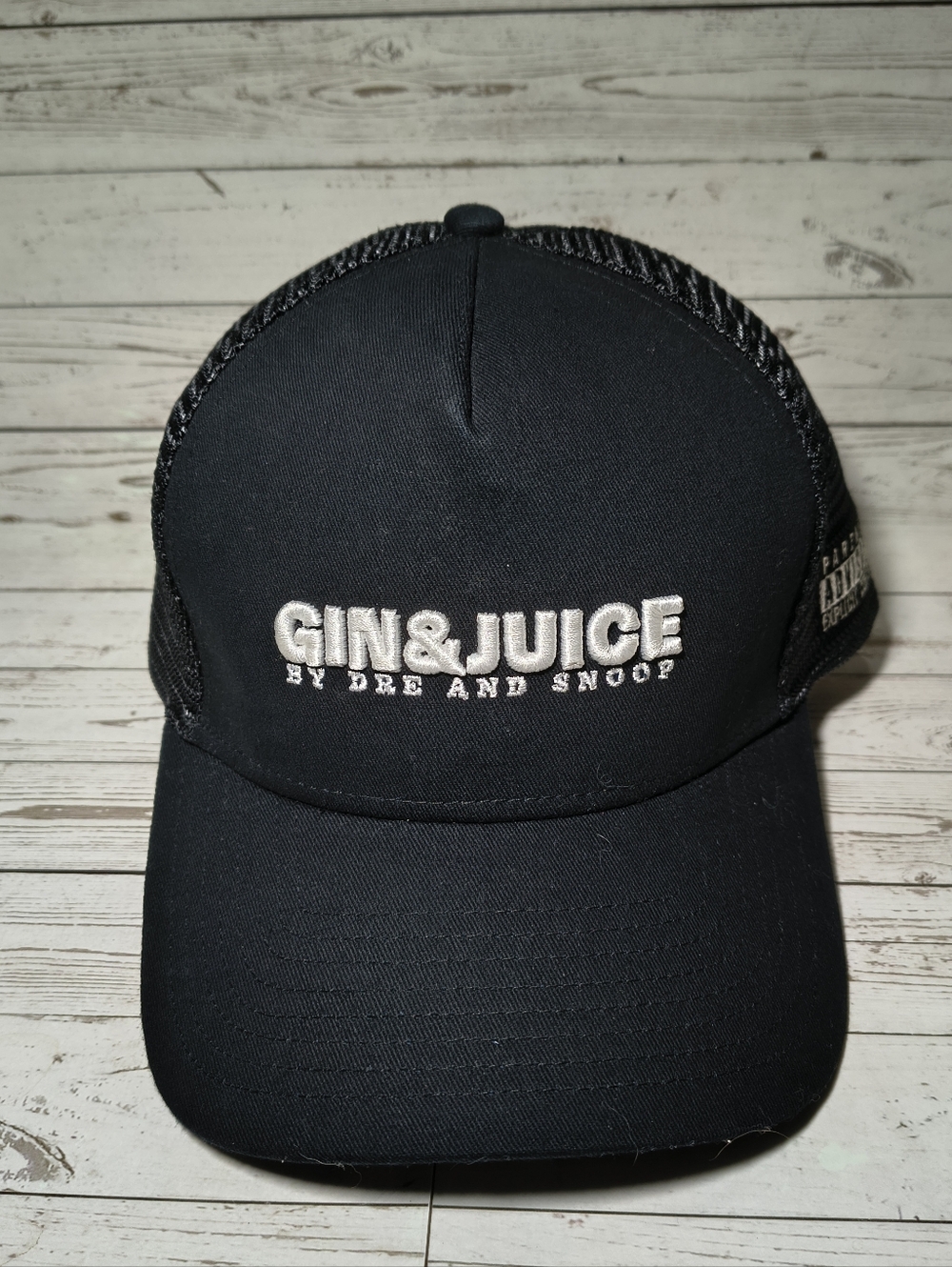 Gin & Juice Dr. Dre Snoop Dogg Black Mesh Trucker Hat Snapback Parental Advisory